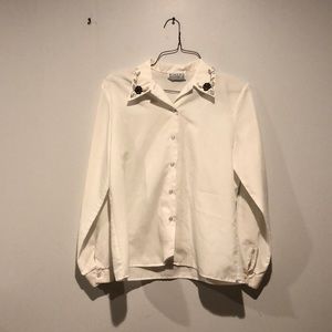 Vintage Stacy Michaels Embroidered Collar Button Down Blouse